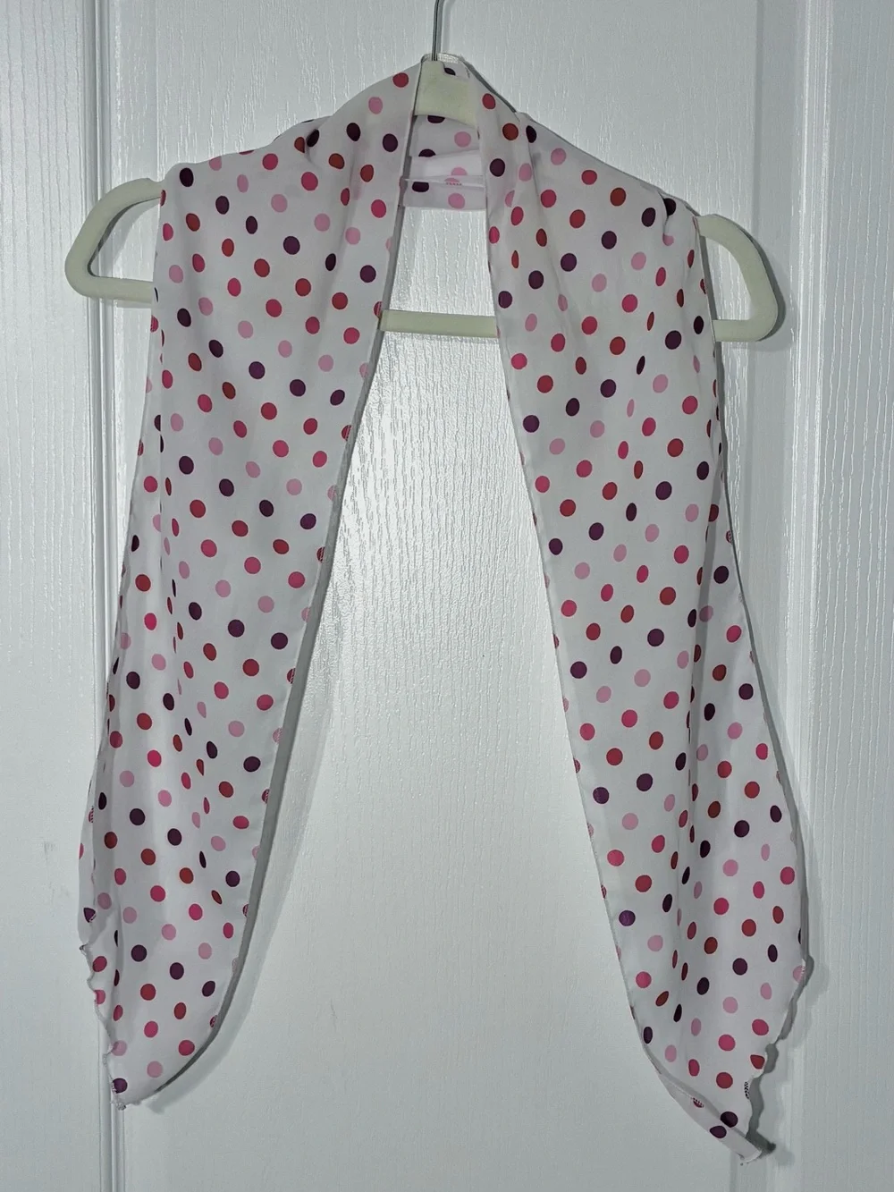 Polka Dot Sheer Oblong Scarf Pink Purple White 6.5x59